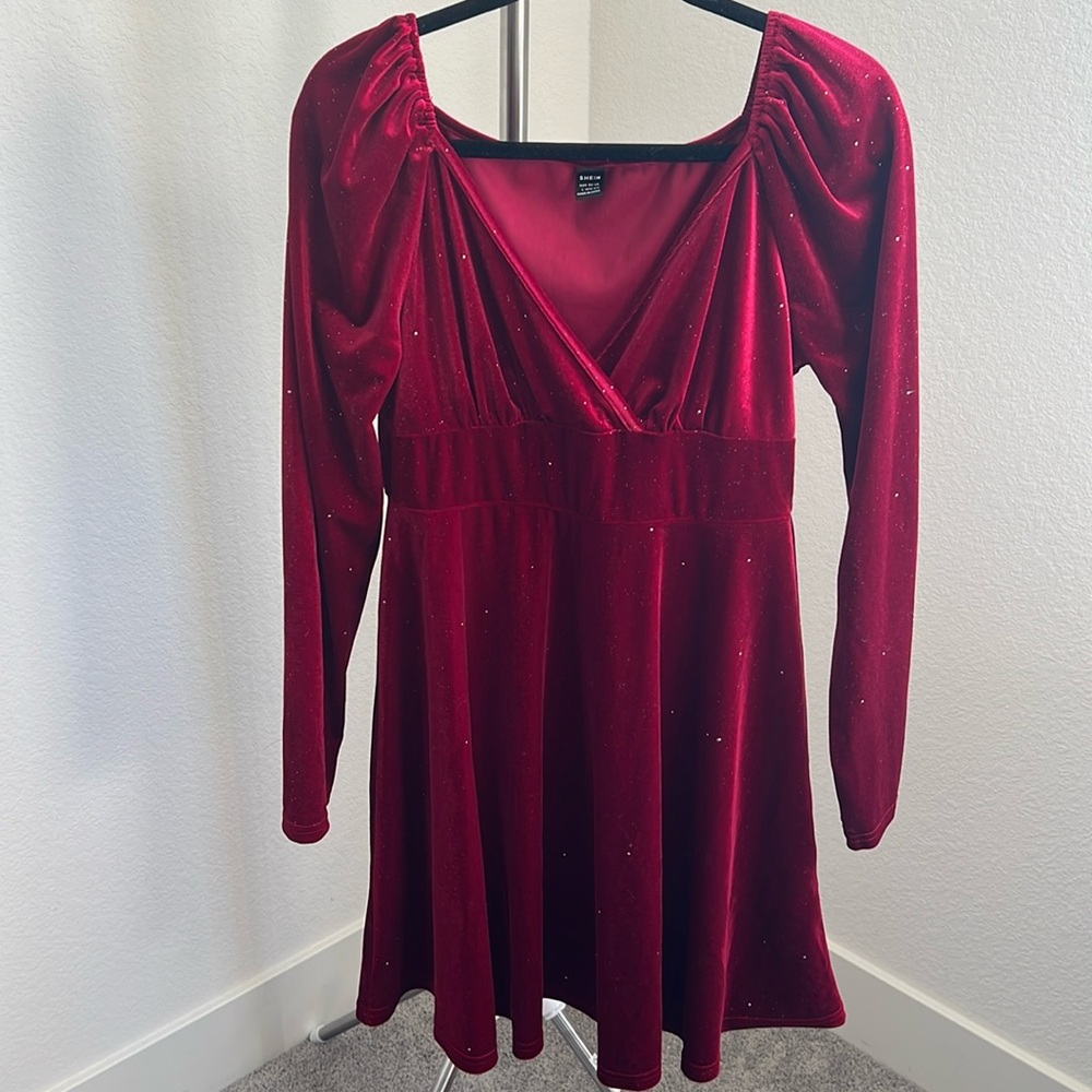 Glittered Red Flowy Dress
